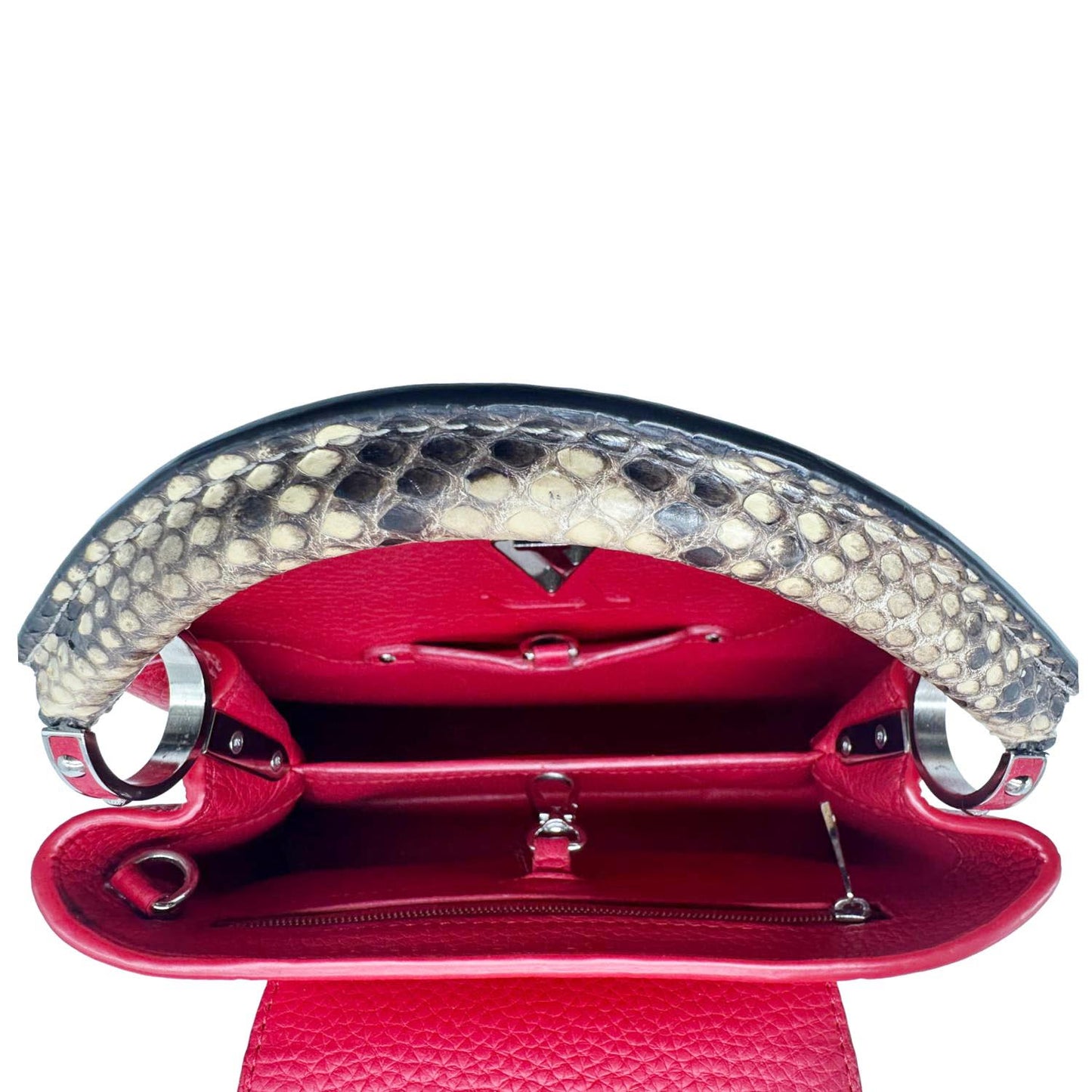 LOUIS VUITTON Capucines BB Python Handle Leather Crossbody Bag Red