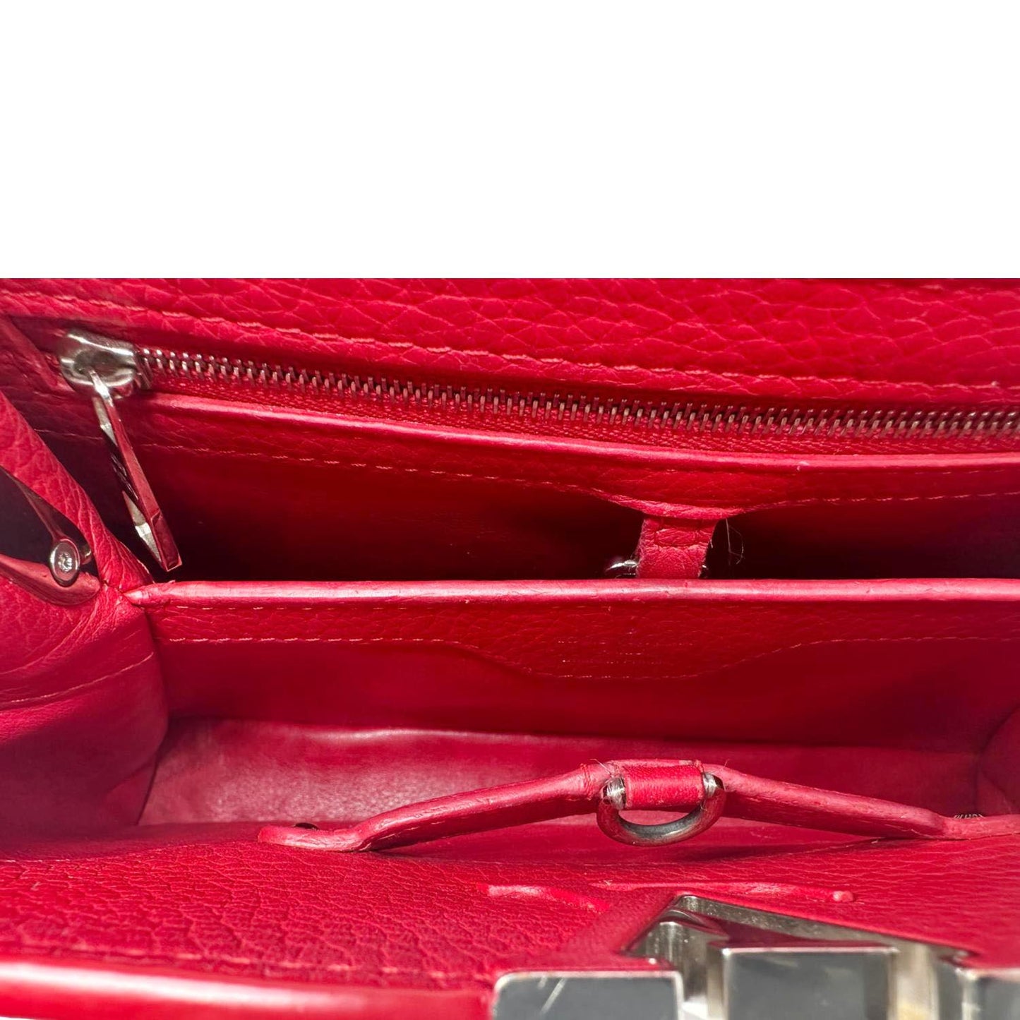 LOUIS VUITTON Capucines BB Python Handle Leather Crossbody Bag Red