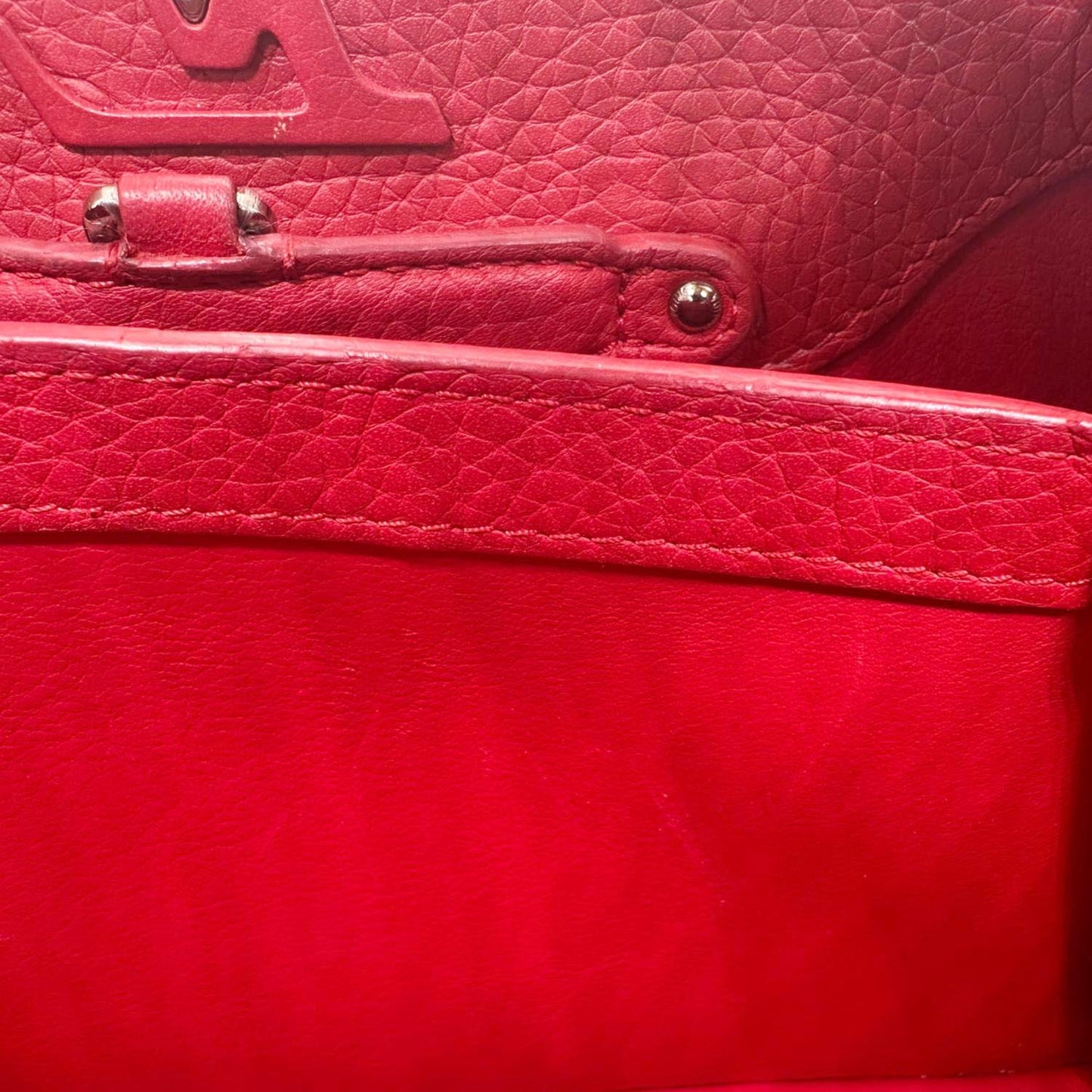 LOUIS VUITTON Capucines BB Python Handle Leather Crossbody Bag Red