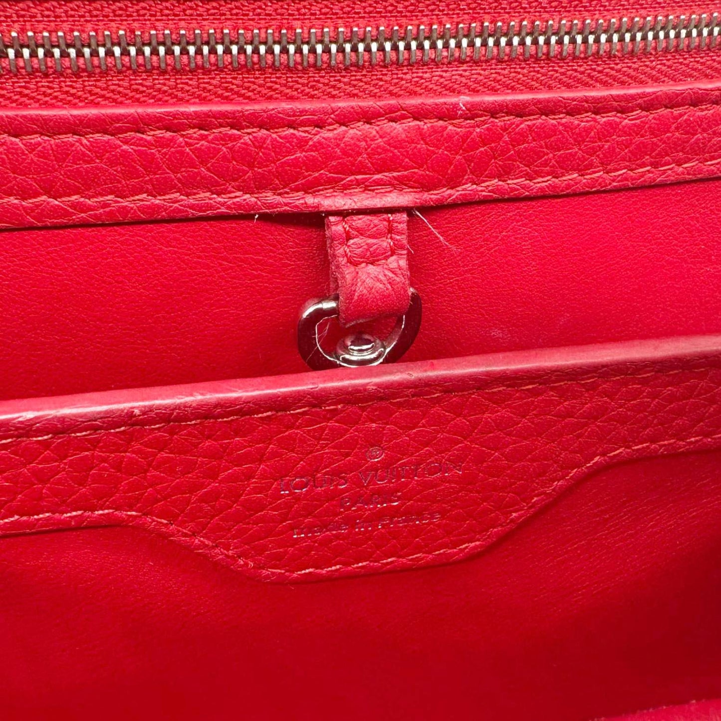 LOUIS VUITTON Capucines BB Python Handle Leather Crossbody Bag Red