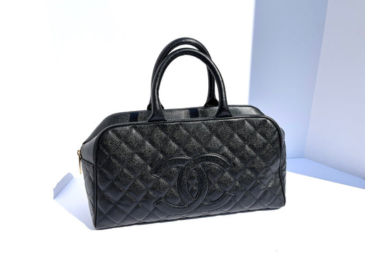 Chanel Black Timeless Caviar Leather Bowler Handbag - Rovelle Bags