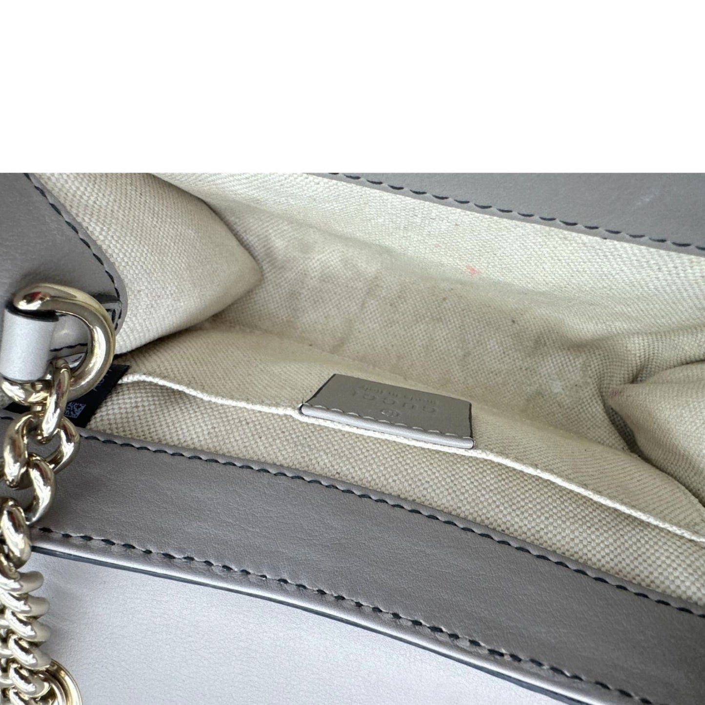 GUCCI Emily Mini Guccissima Leather Chain Shoulder Bag Grey 369622
