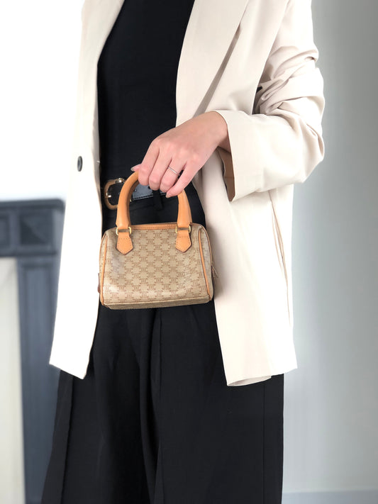 CELINE Macadam Two-way Small Handbag Shoulder bag Beige ecy7xt