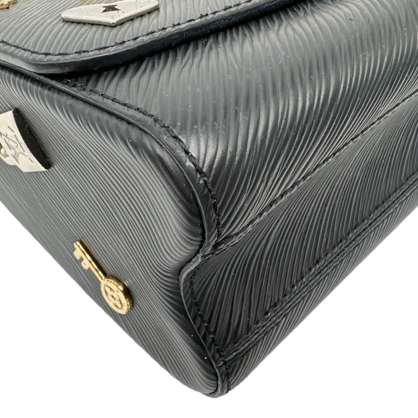 LOUIS VUITTON Twist MM Love Lock Epi Leather Crossbody Bag Black