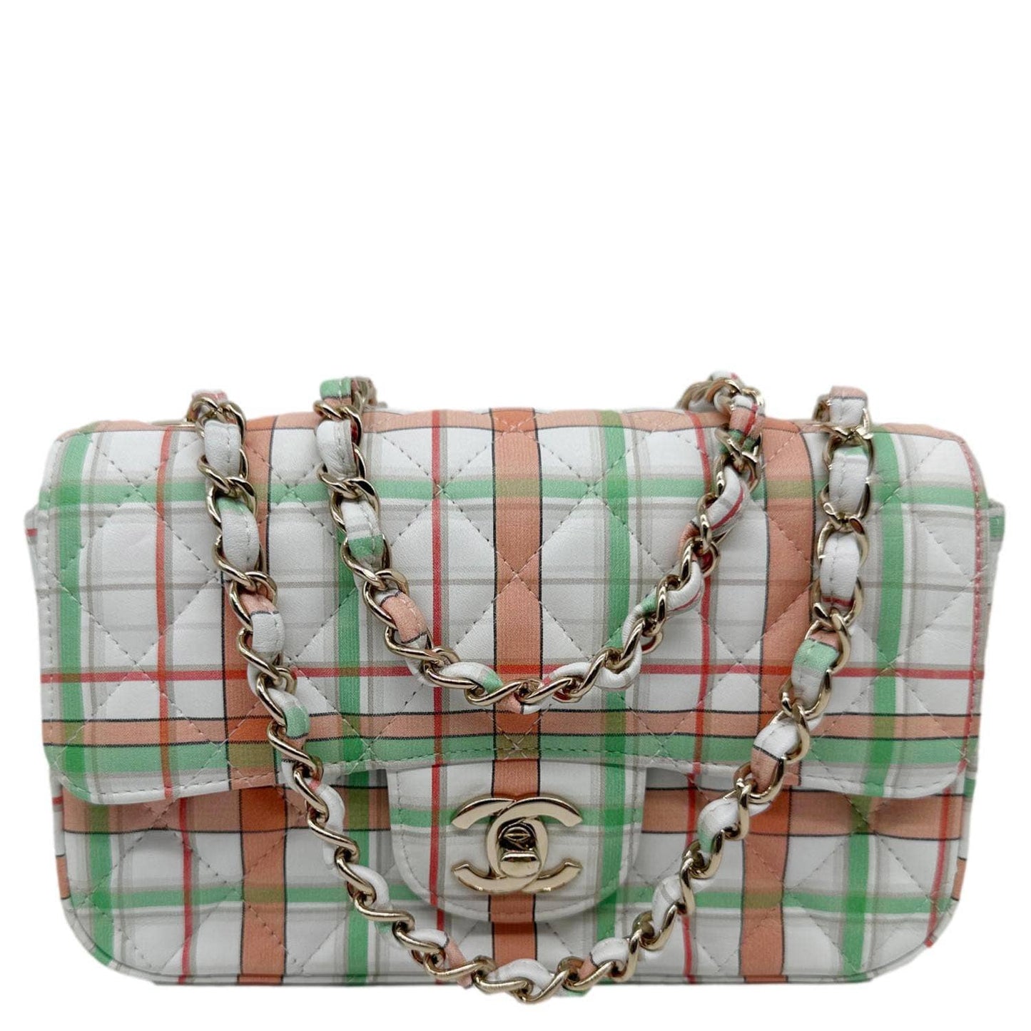 CHANEL Classic Rectangular Flap Mini Leather Crossbody Bag White