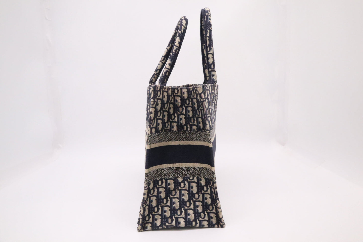 Dior Book Tote Medium in Navy Blue Oblique Embroidery Canvas