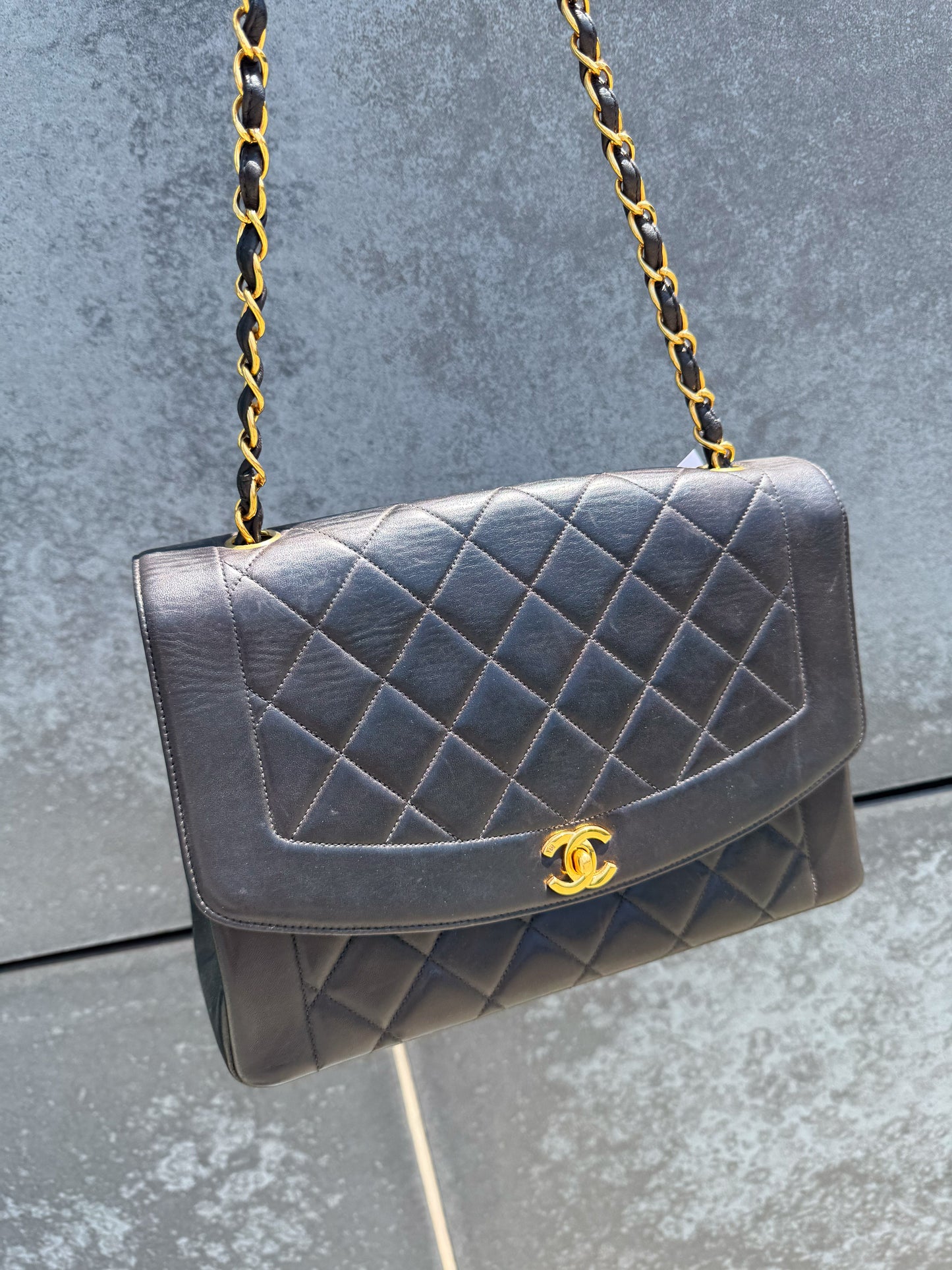Chanel  Large Diana Black Flap Bag 24K Gold-Plated Hardware