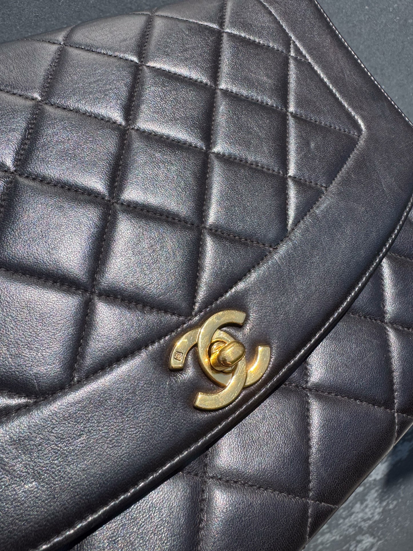 Chanel  Large Diana Black Flap Bag 24K Gold-Plated Hardware