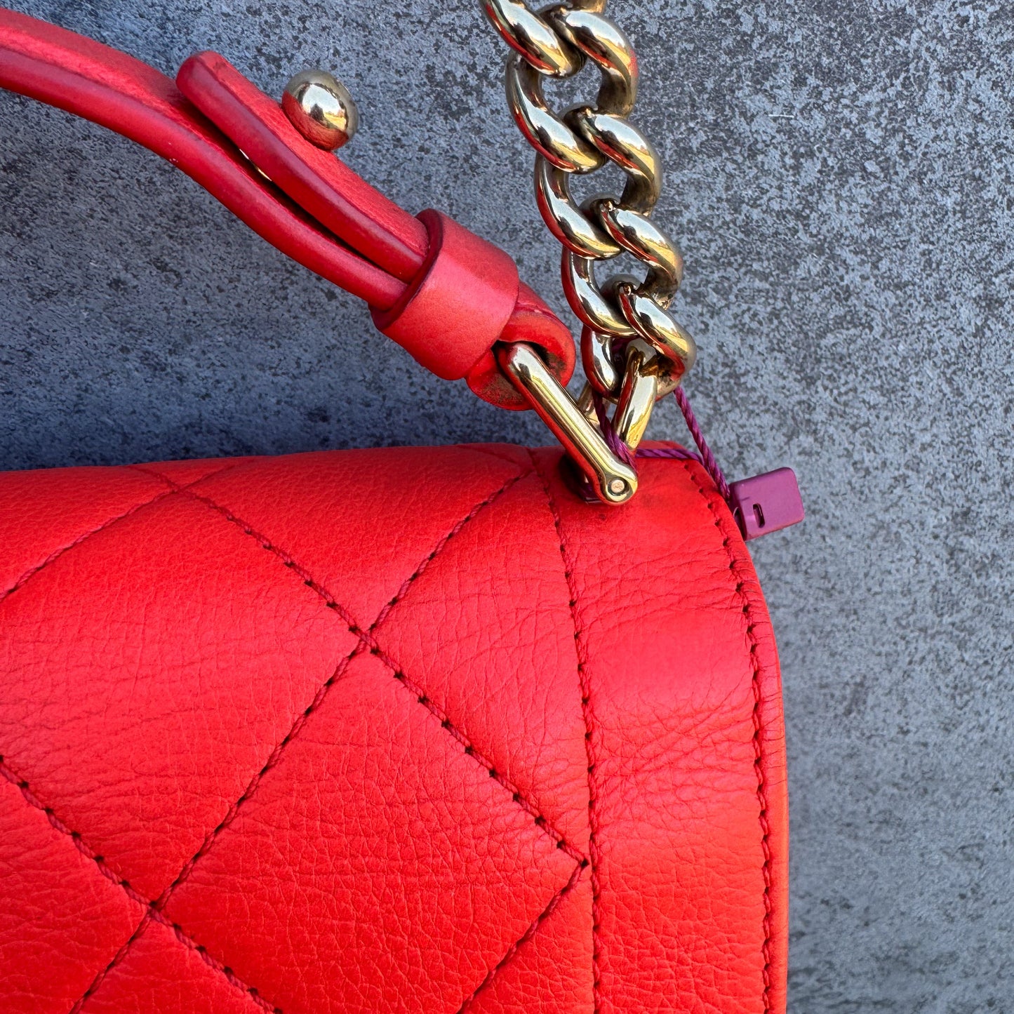 Chanel Label Click Flap Red in Quilted Calfskin With Gold-Tone Hardware