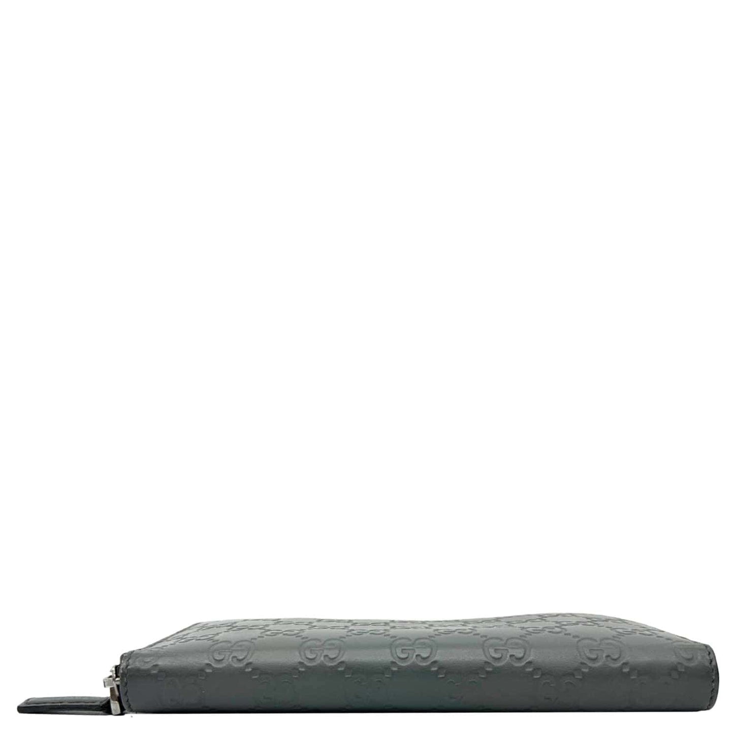 GUCCI GG Leather Zip Around Wallet Grey 447906