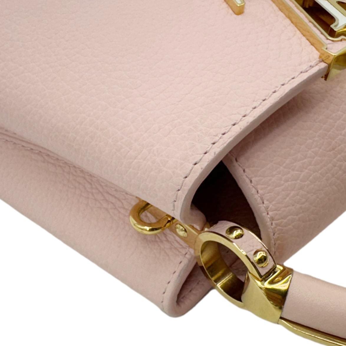LOUIS VUITTON Capucines Mini Taurillon Leather Crossbody Bag Pink