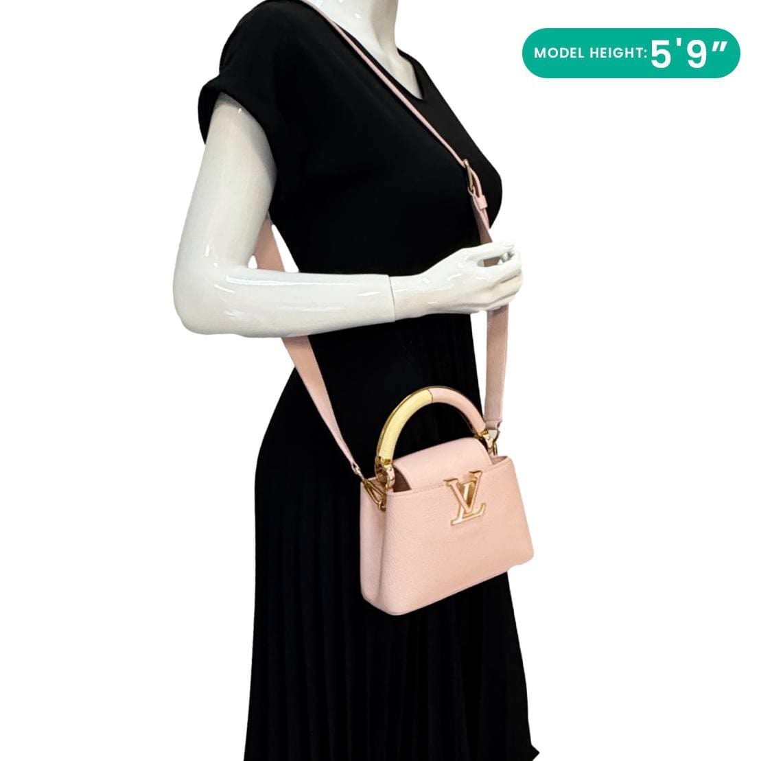 LOUIS VUITTON Capucines Mini Taurillon Leather Crossbody Bag Pink