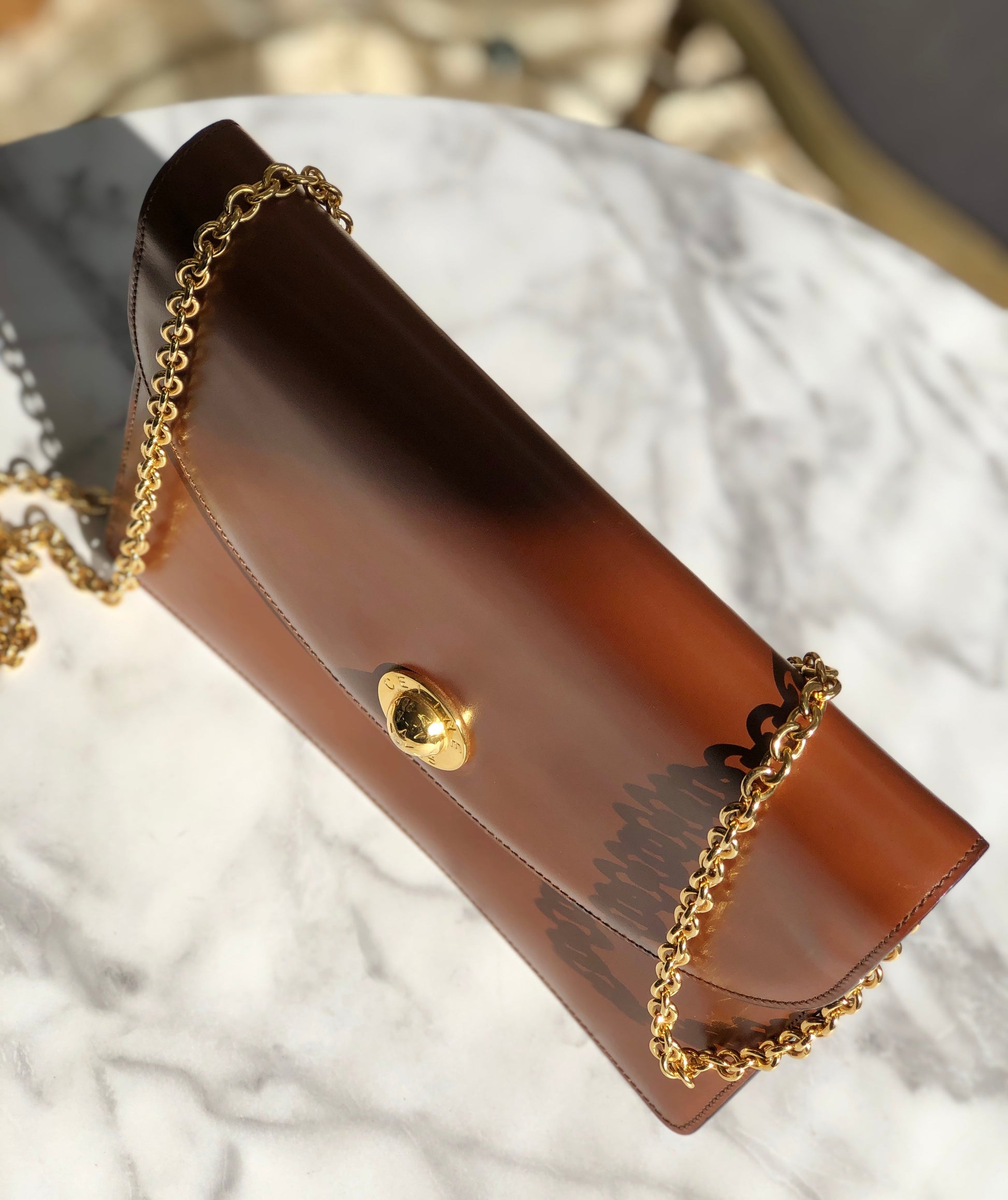 CELINE Starball Chain Shoulderbag Brown Old Celine nimwmc