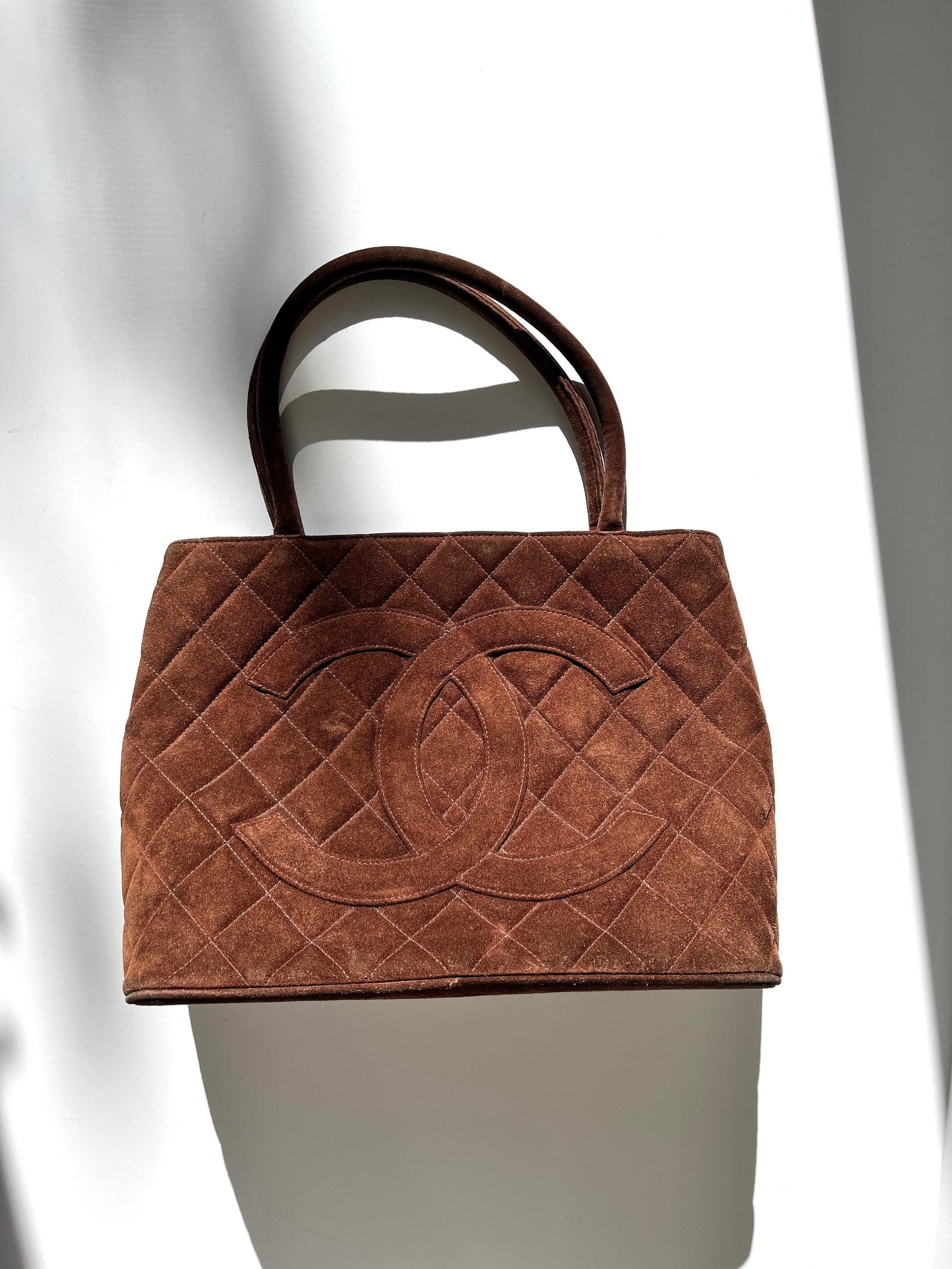 Chanel Timeless CC Medallion Suede Brown Tote Bag - Rovelle Bags