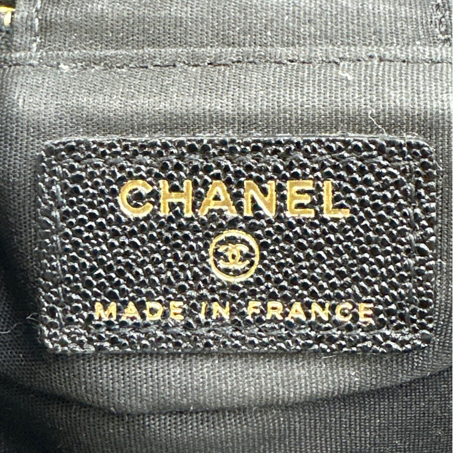 CHANEL Mini Quilted Caviar Leather Top Handle Vanity Case With Chain Black