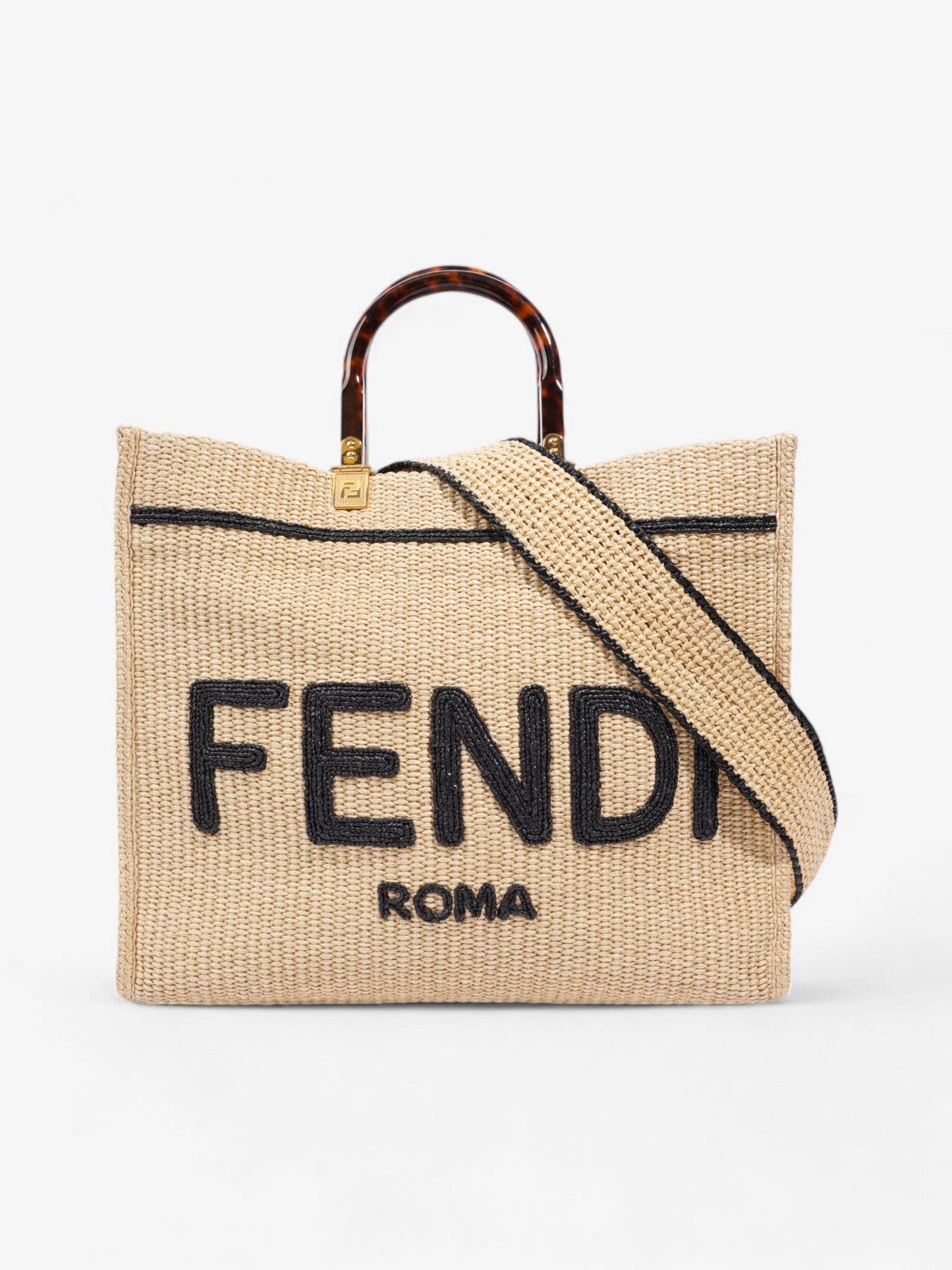 Fendi Sunshine Leather Black Tote Bag Black