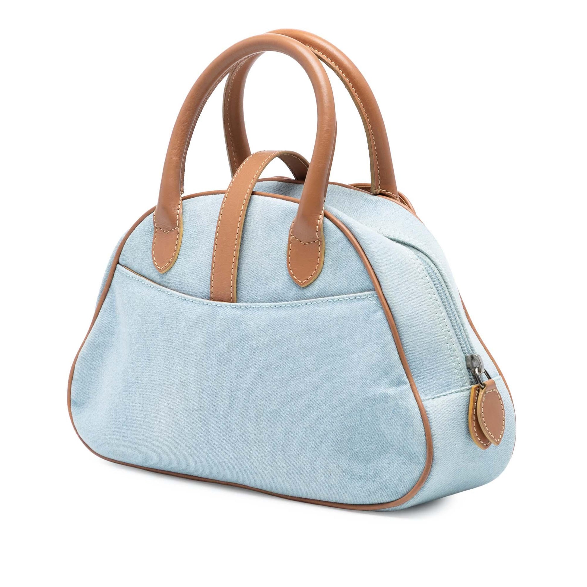 Blue Dior Mini Denim Double Saddle Bowler Bag