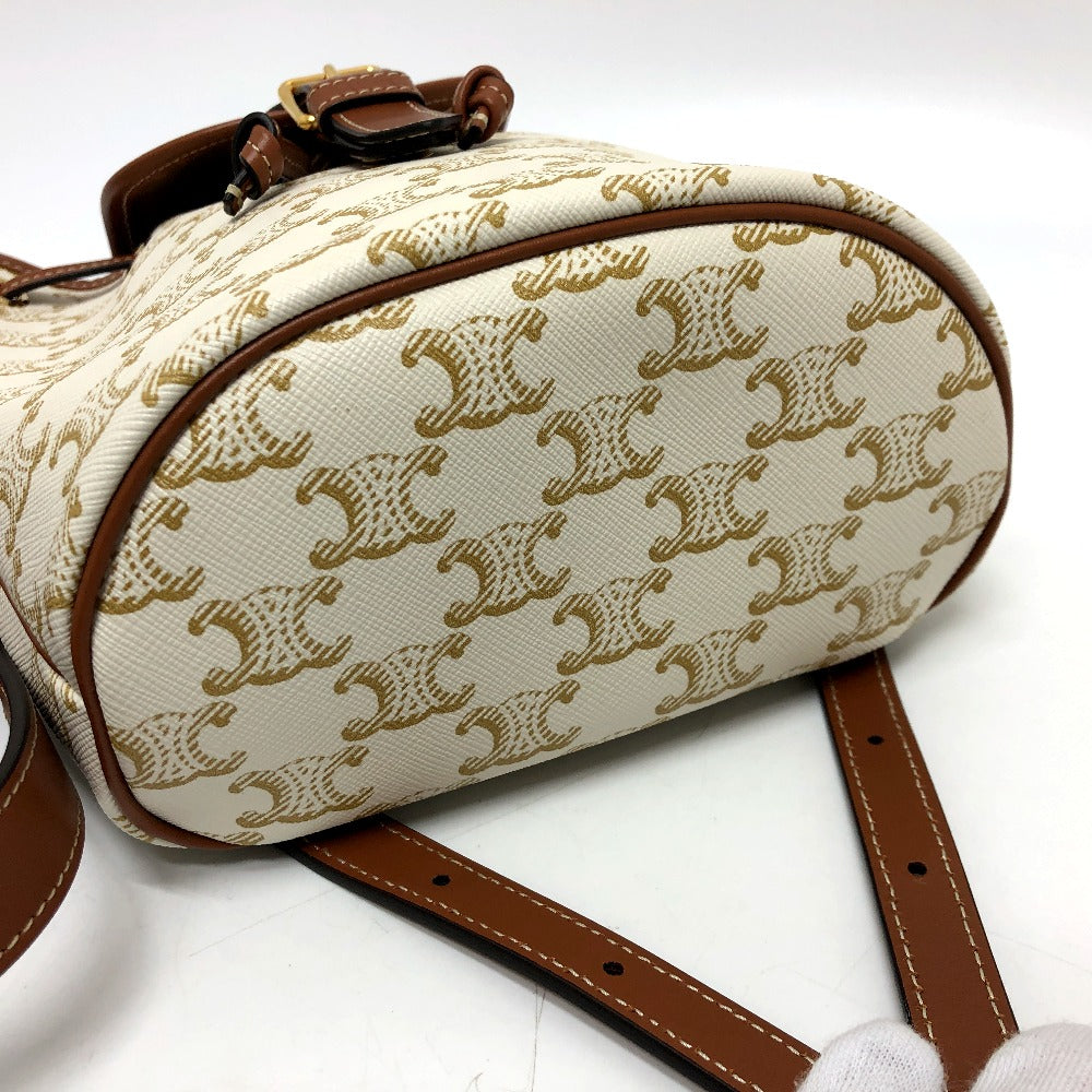 CELINE Backpack PVC / Leather White x brown Triomphe minifolco Women