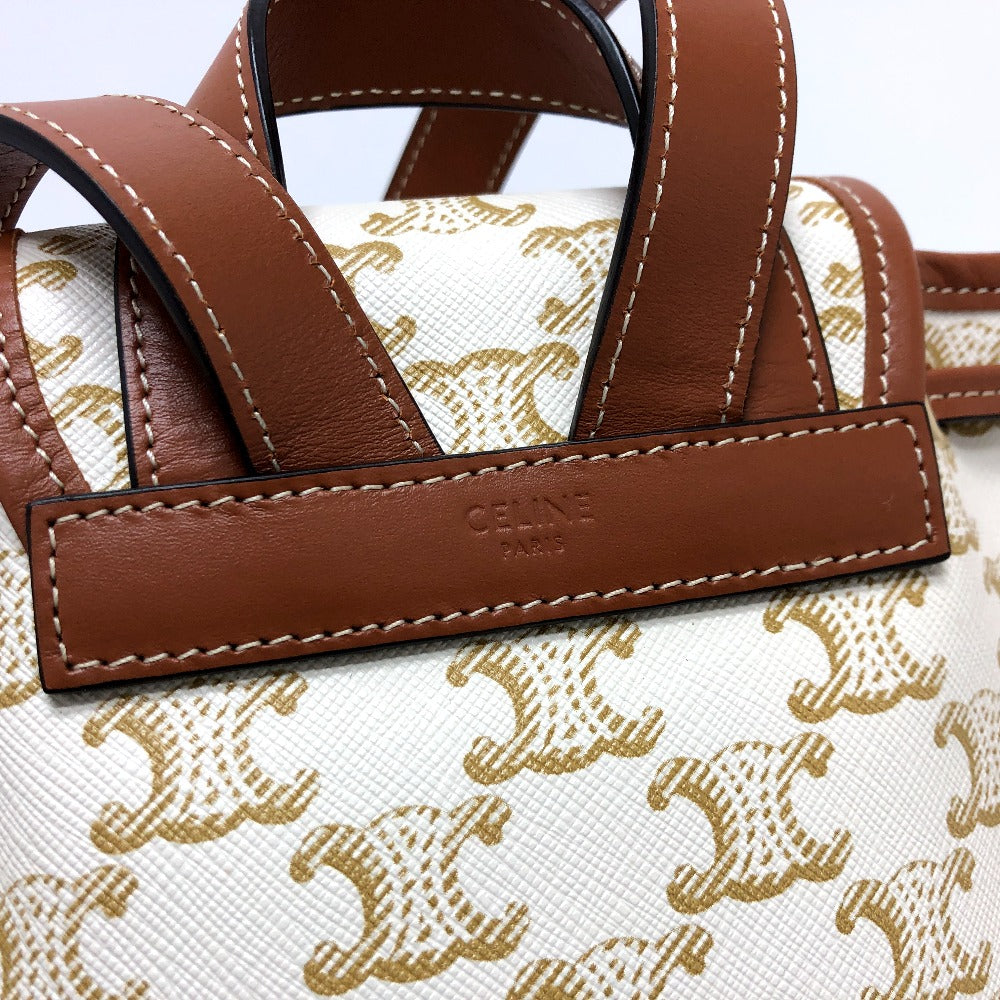 CELINE Backpack PVC / Leather White x brown Triomphe minifolco Women