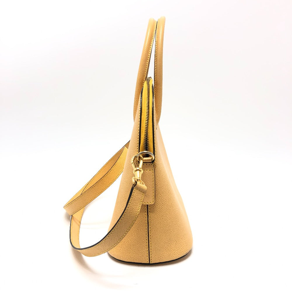 CELINE Shoulder Bag leather Yellow beige type Bowling 2WAY Shoulder Crossbody Bag Women