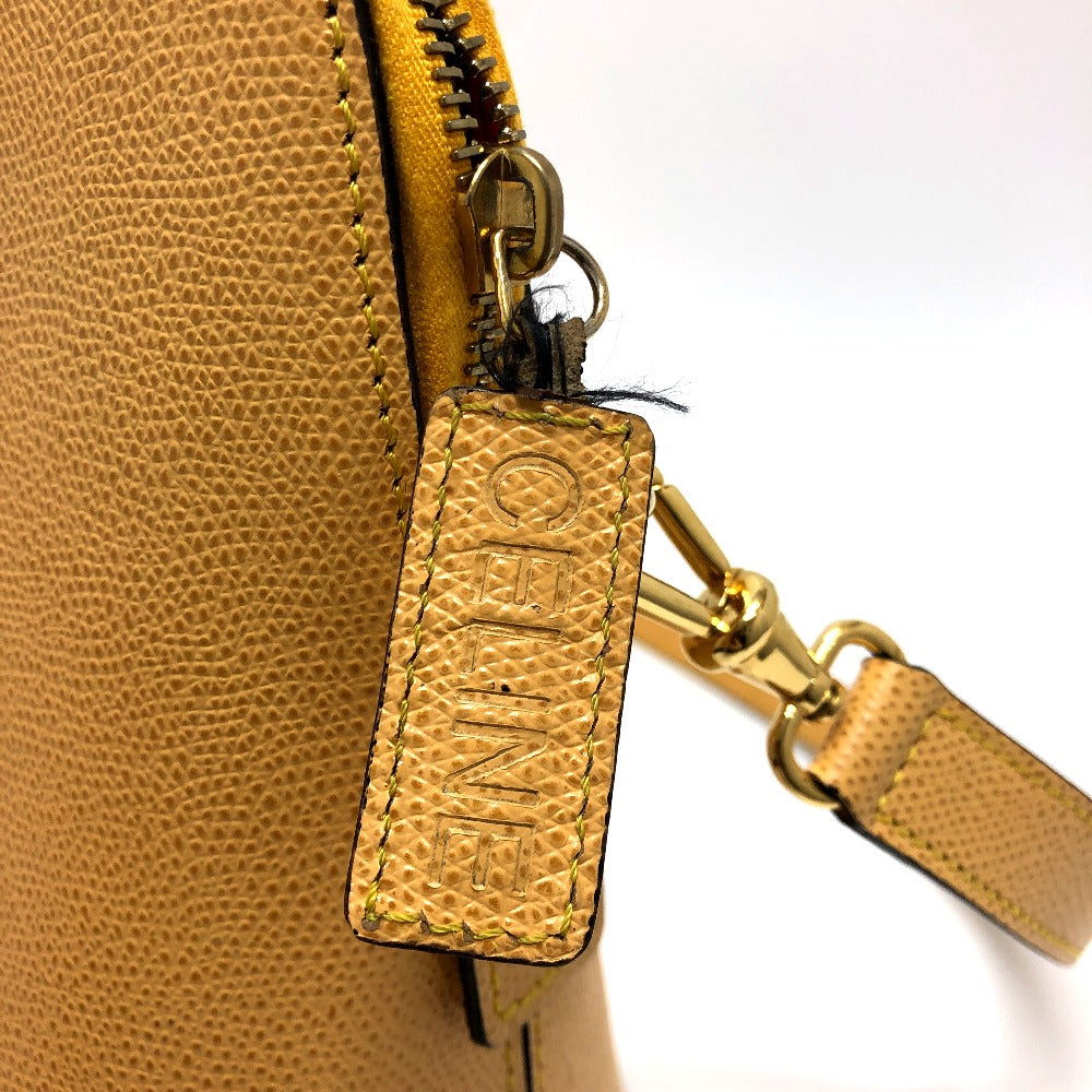 CELINE Shoulder Bag leather Yellow beige type Bowling 2WAY Shoulder Crossbody Bag Women