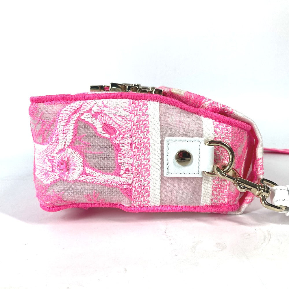 Dior Shoulder Bag canvas pink Toile de Jouy embroidered logo Women