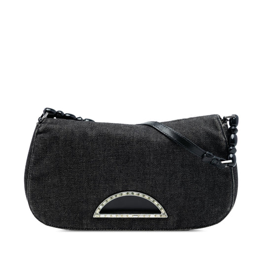 Gray Dior Denim Malice Flap Shoulder Bag
