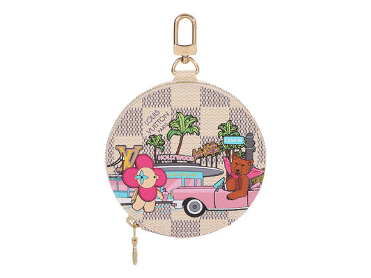 Louis Vuitton Damier Azur Christmas Round Coin Purse Bag Charm