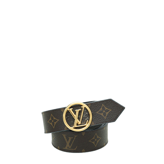 Louis Vuitton Monogram Black Circle Buckle Reversible 35mm Belt 30