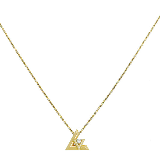 Louis Vuitton 18K Yellow Gold Diamond Volt One Small Pendant Necklace