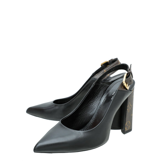 Louis Vuitton Monogram Black Matchmake Slingback Pump 39