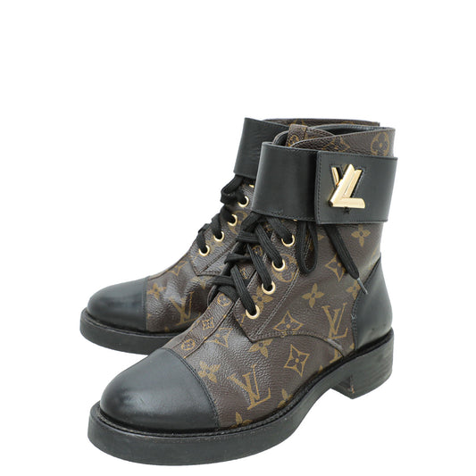 Louis Vuitton Monogram Black Wonderland Flat Ranger Boot 36.5