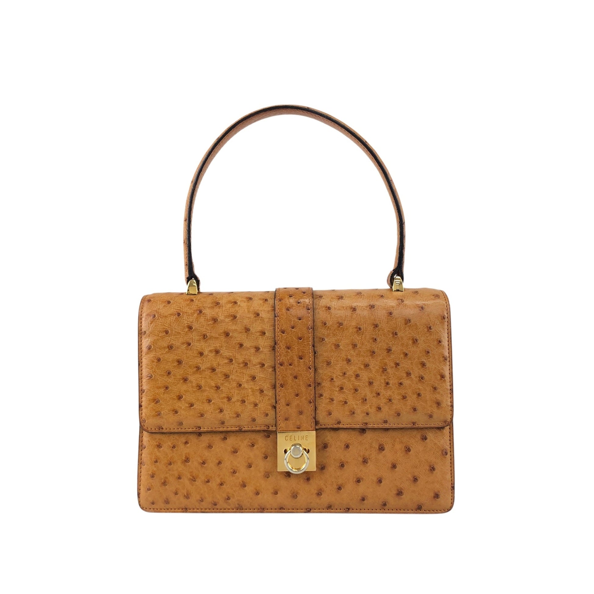 CELINE Gancini Handbag Camel