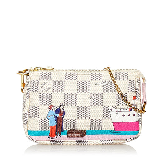 Louis Vuitton Damier Azur Pochette Accessories Illustre Transatlantic (SHG-32270)