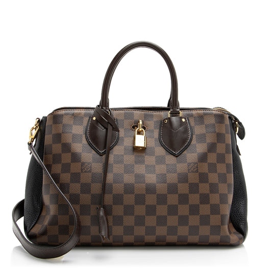 Louis Vuitton Damier Ebene Cuir Taurillon Normandy Satchel (SHF-23318)