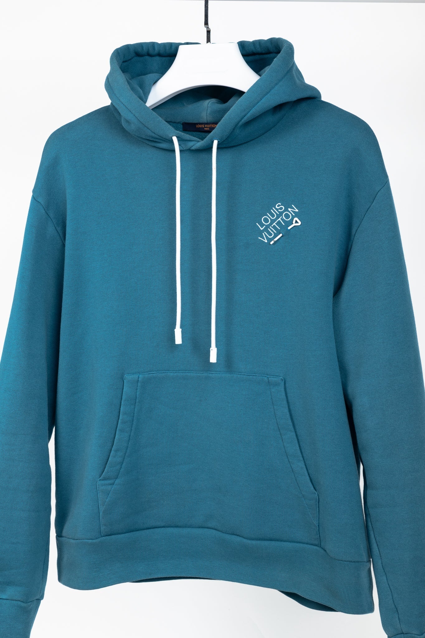 Louis Vuitton Pigeon Blue Embroidered Signature Cotton Hoodie