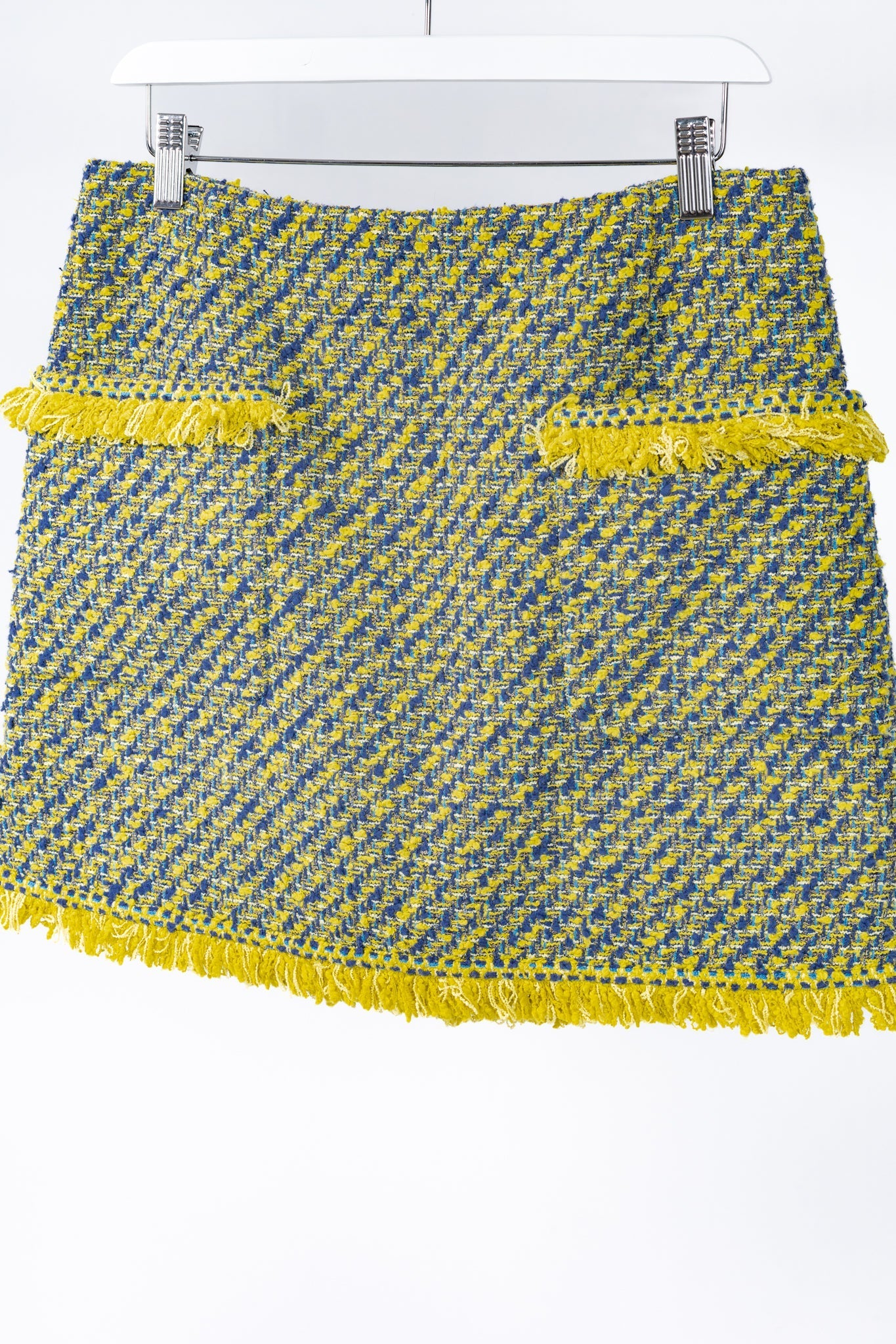 Louis Vuitton Resort 2014 Yellow & Blue Cotton-Tweed Mini Skirt