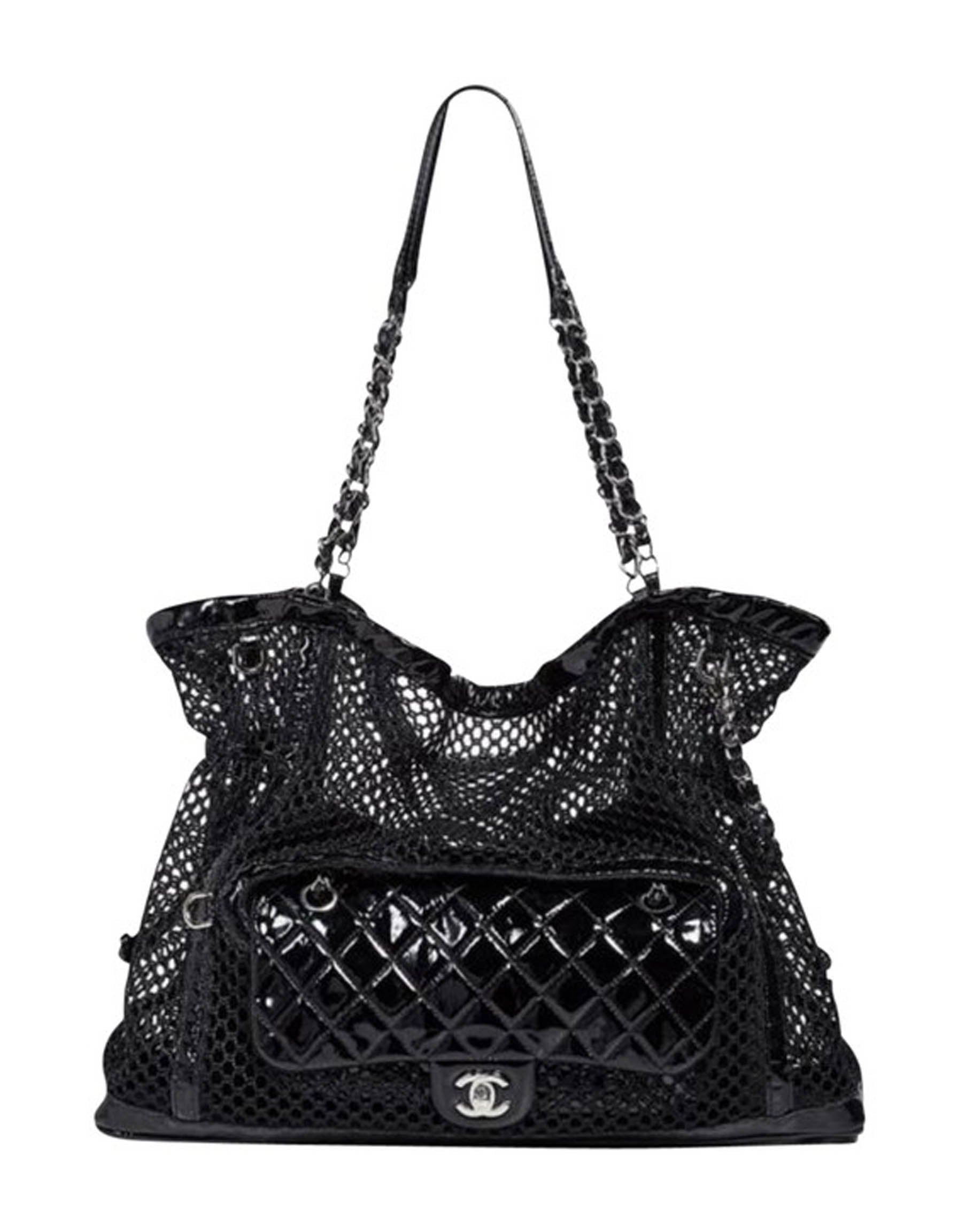 Chanel Black Mesh & Patent La Tote Bag - Rovelle Bags