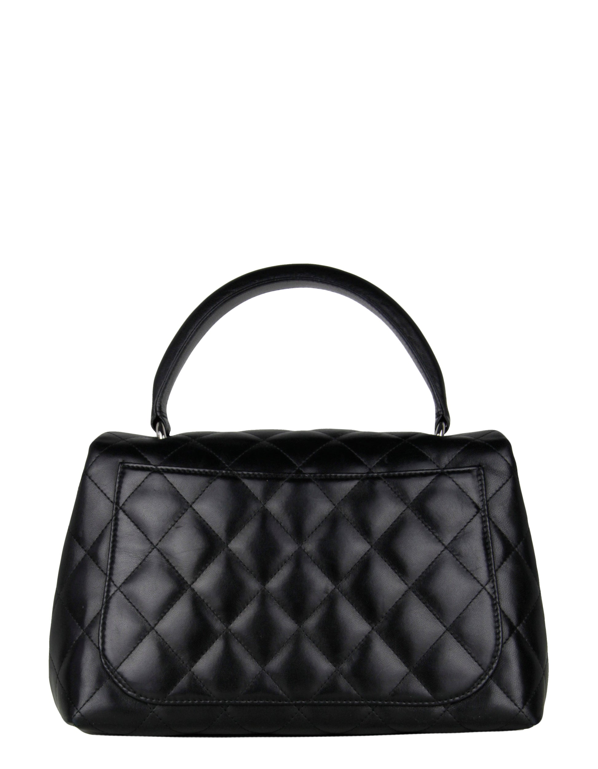 Chanel Black Lambskin Leather Kelly Style Handbag - Rovelle Bags