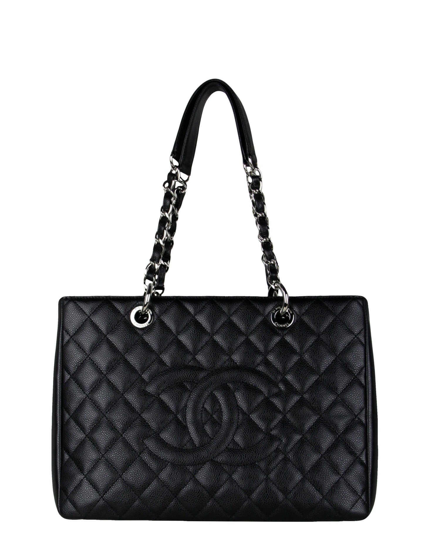 Chanel Black Caviar Leather Quilted Grand Tote Bag - Rovelle Bags