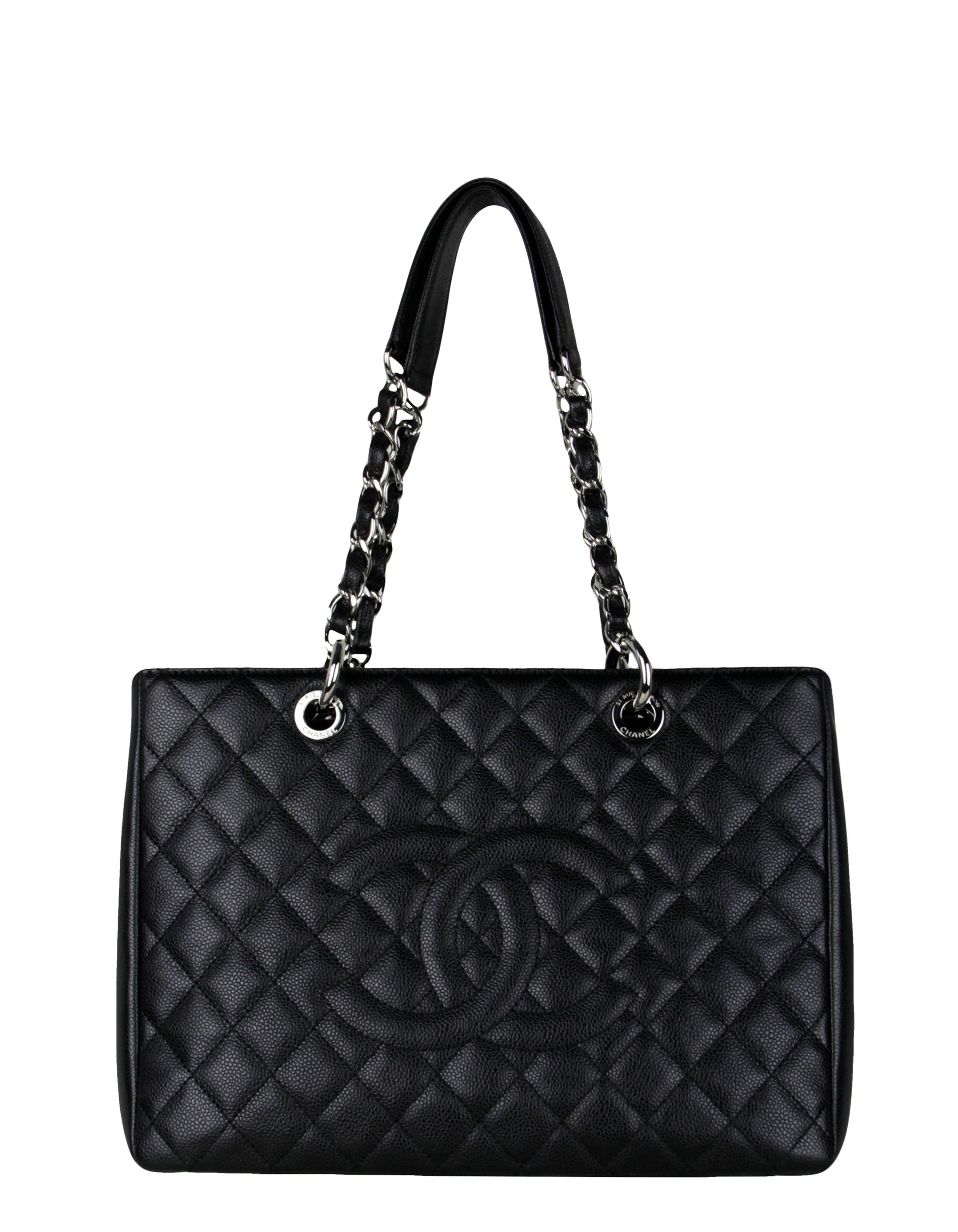 Chanel Black Caviar Leather Quilted Grand Tote Bag - Rovelle Bags