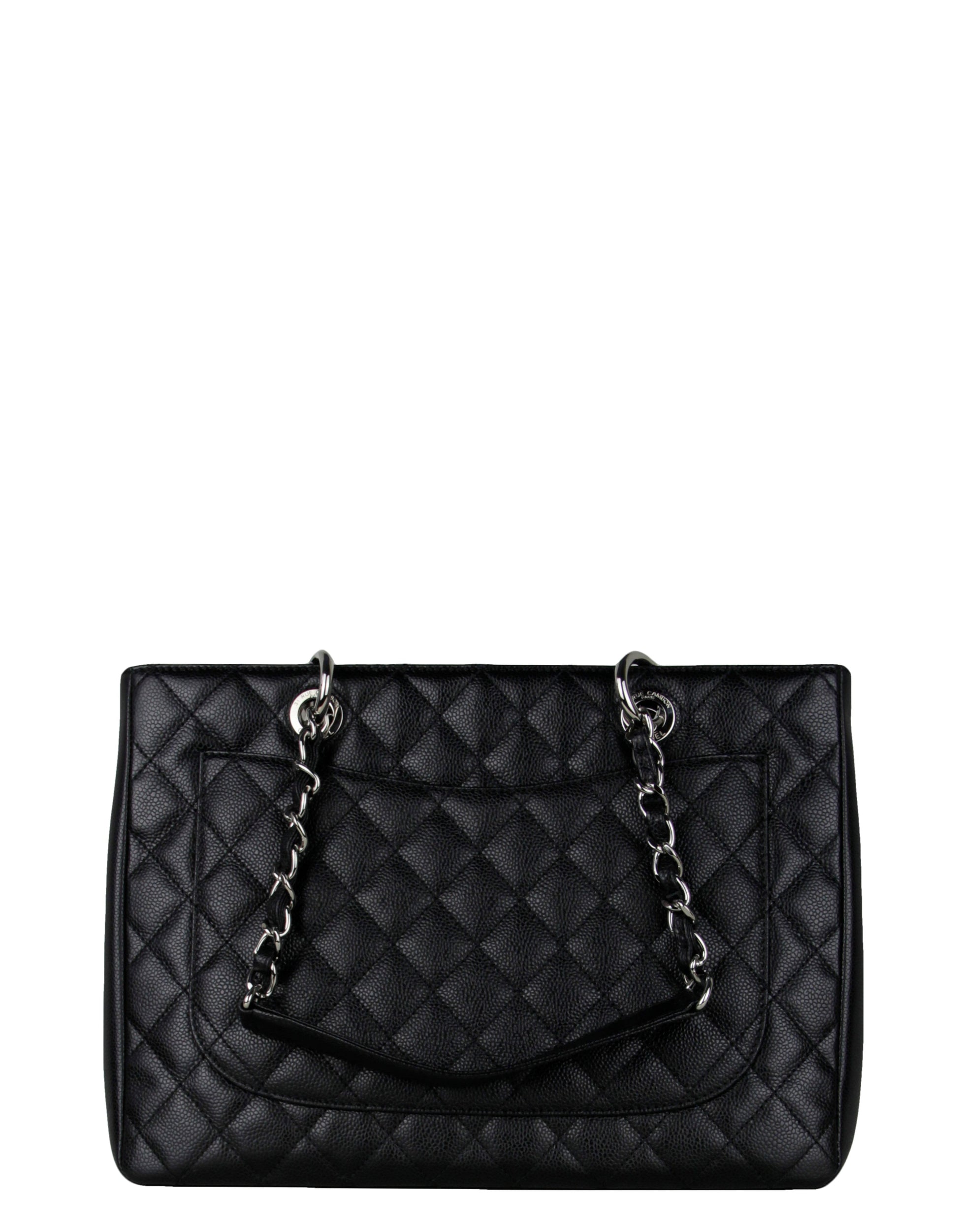 Chanel Black Caviar Leather Quilted Grand Tote Bag - Rovelle Bags