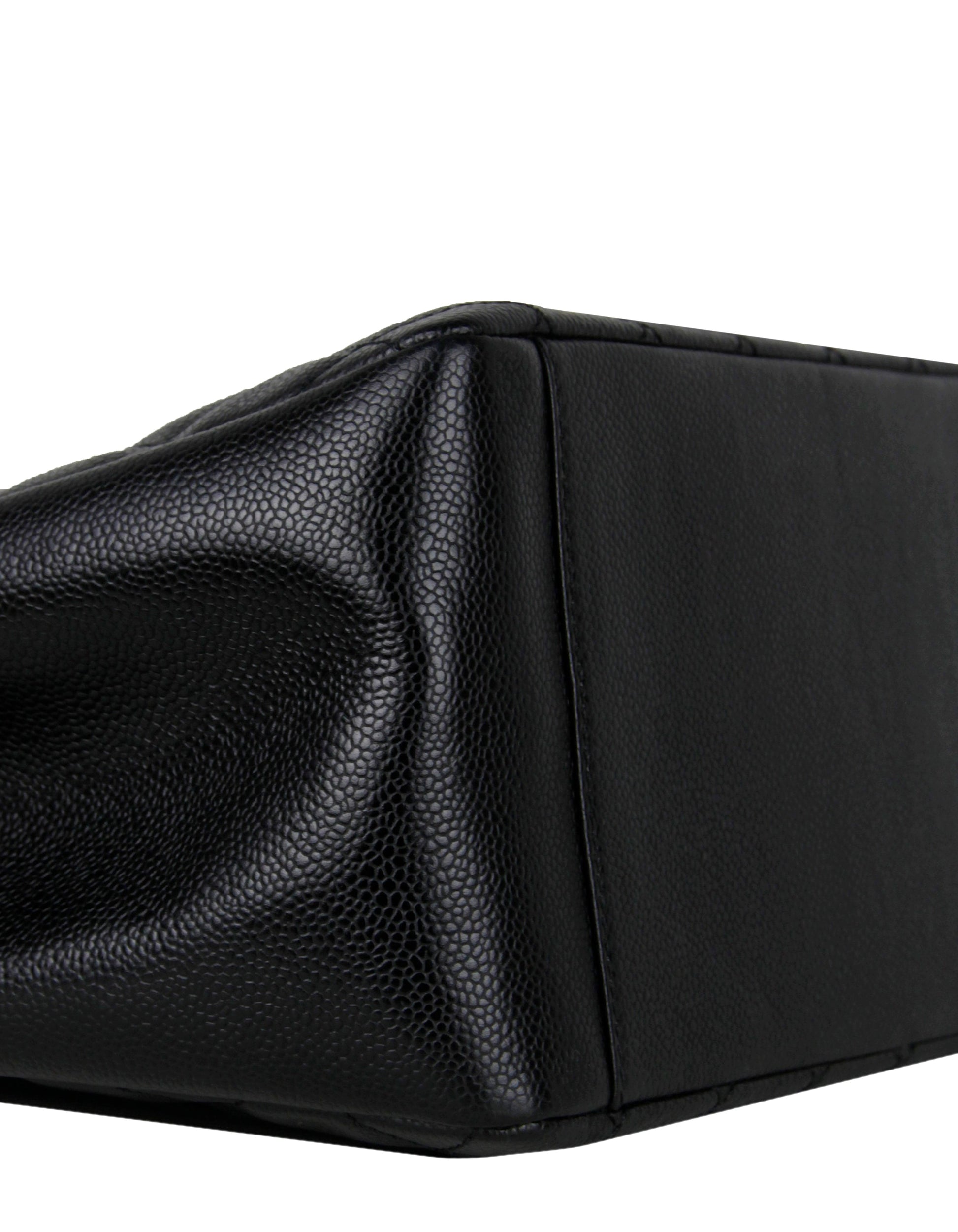 Chanel Black Caviar Leather Quilted Grand Tote Bag - Rovelle Bags