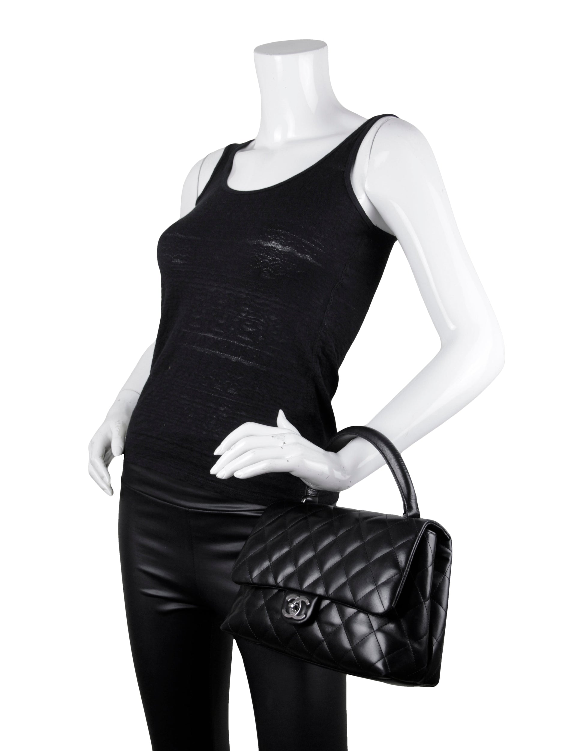 Chanel Black Lambskin Leather Kelly Style Handbag - Rovelle Bags