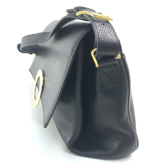 CELINE Handbag leather Black x Gold Metal Circle logo Women Secondhand