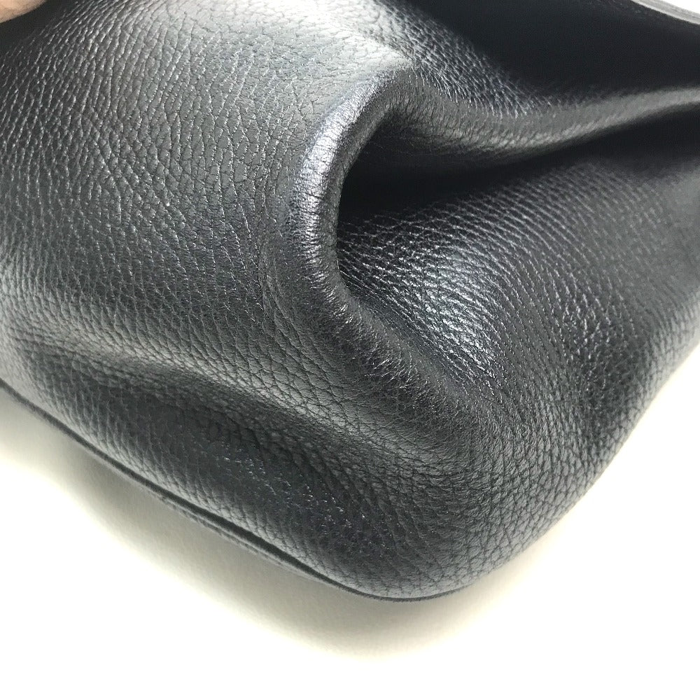 CELINE Handbag leather Black x Gold Metal Circle logo Women Secondhand
