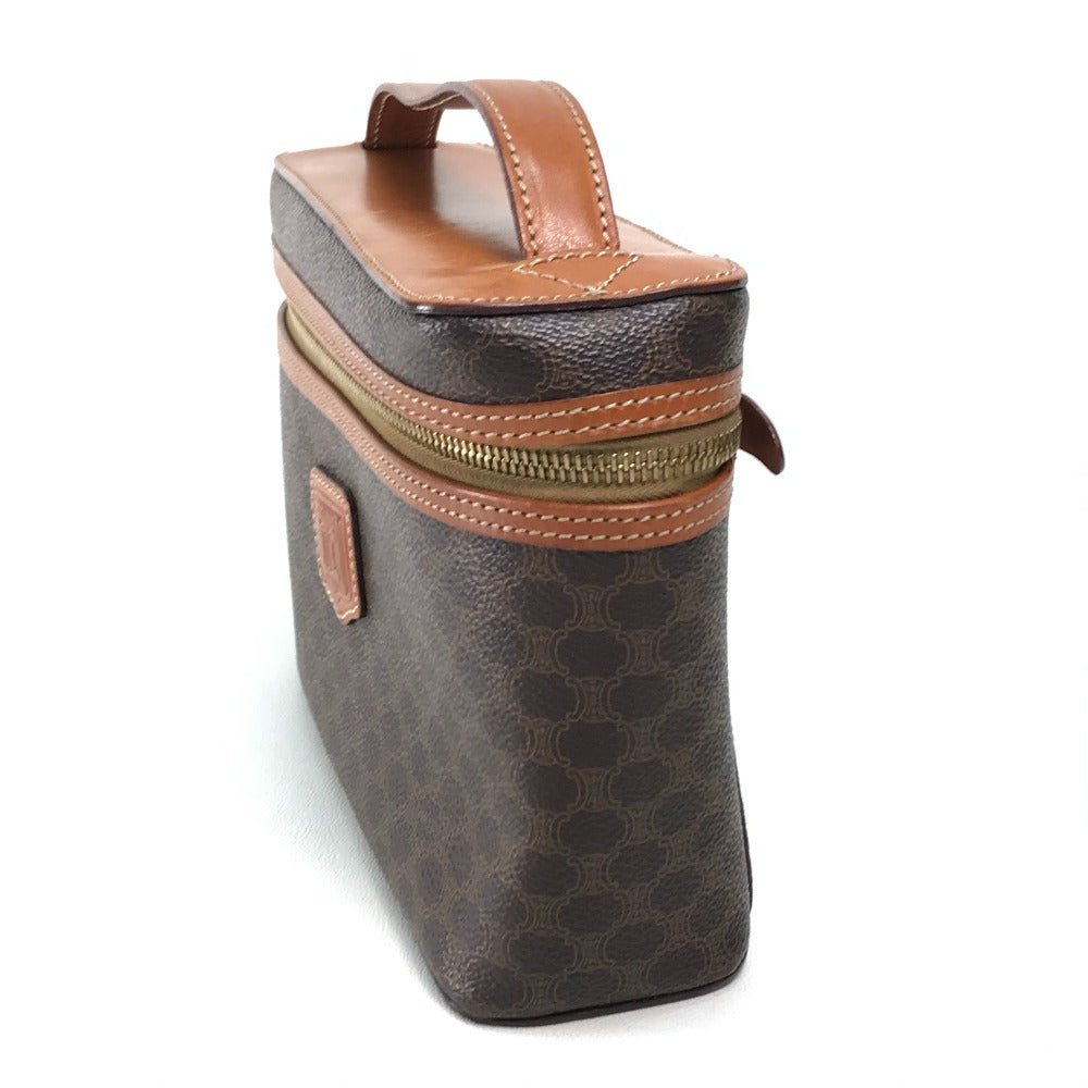 CELINE Vanity bag Leather / PVC Brown Macadam Makeup pouch Cosmetics Pouch Women Secondhand