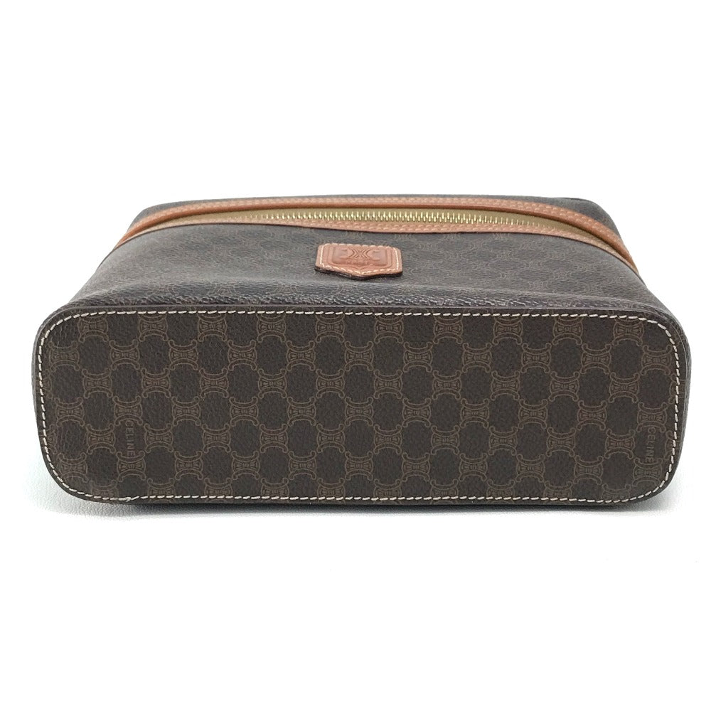 CELINE Vanity bag Leather / PVC Brown Macadam Makeup pouch Cosmetics Pouch Women Secondhand