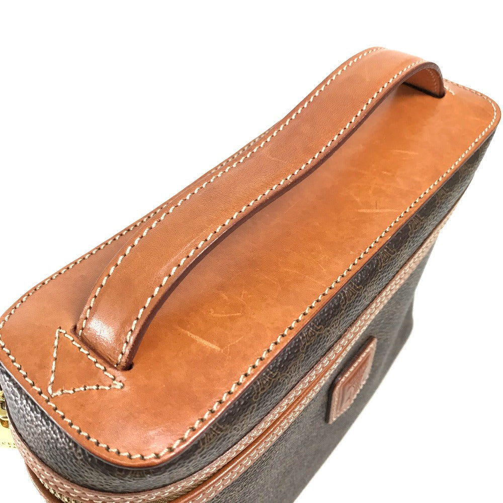 CELINE Vanity bag Leather / PVC Brown Macadam Makeup pouch Cosmetics Pouch Women Secondhand