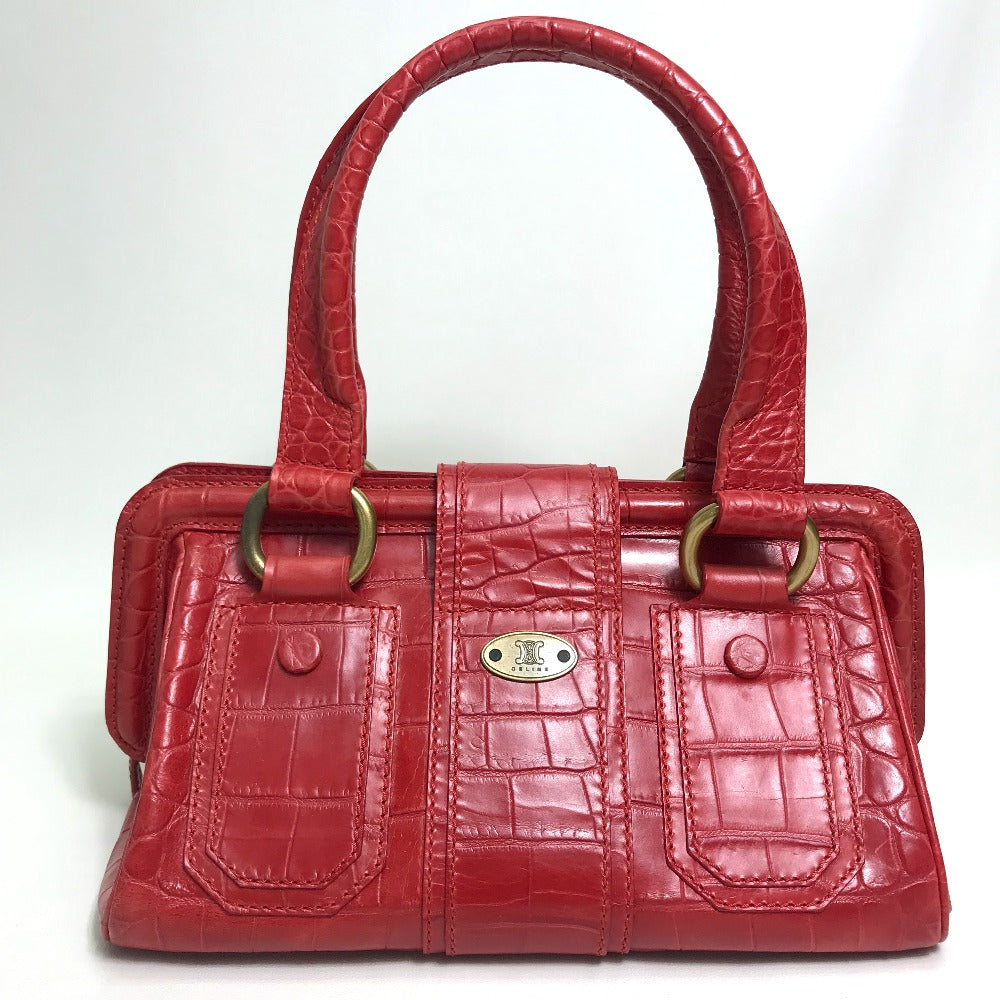 CELINE Handbag leather Red belt Embossing Women